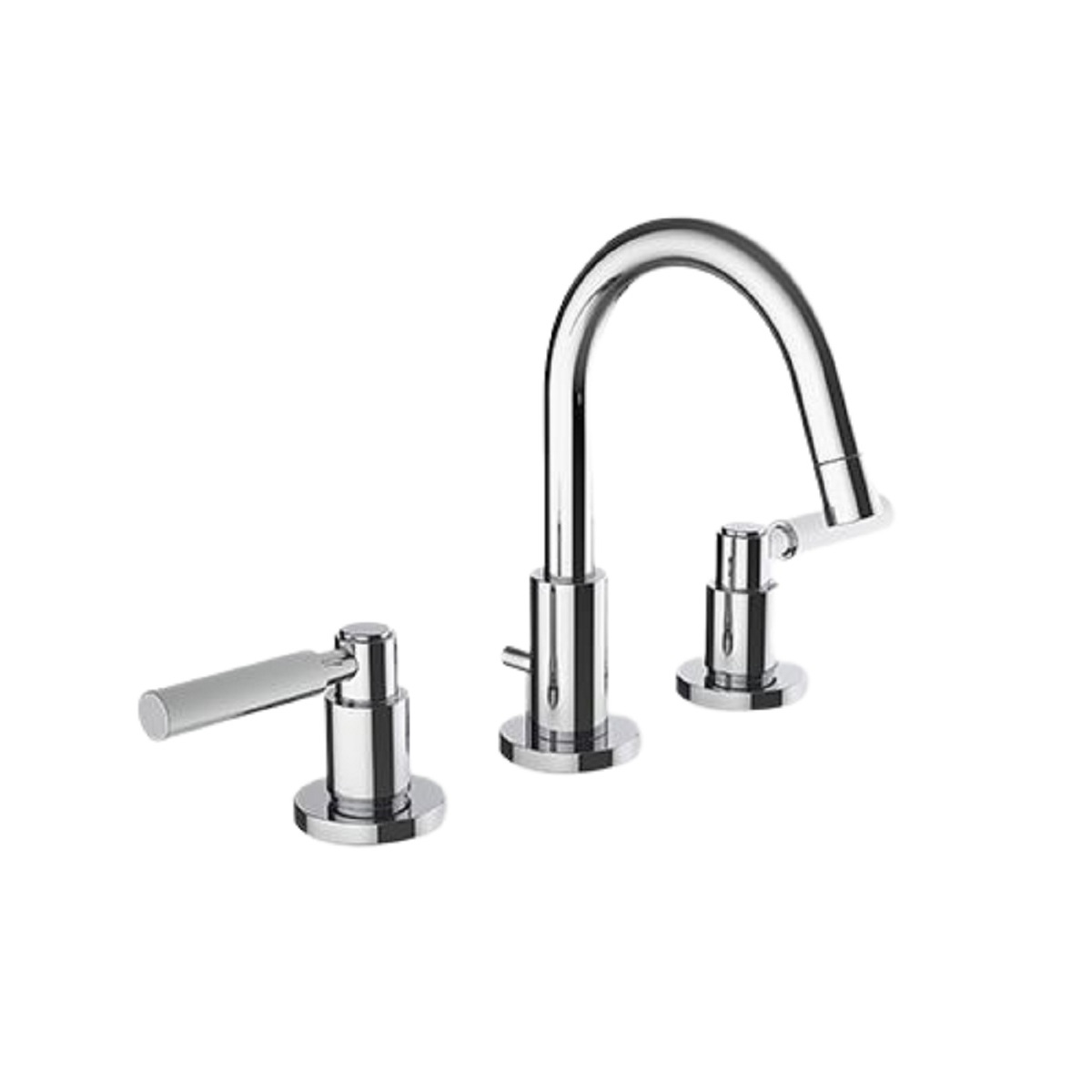 Davinci GOT-GOT-100-PC Gotham Three Hole Deck Mounted Lavatory Faucet with Arc Spout and Lever Handles in Polished Chrome
