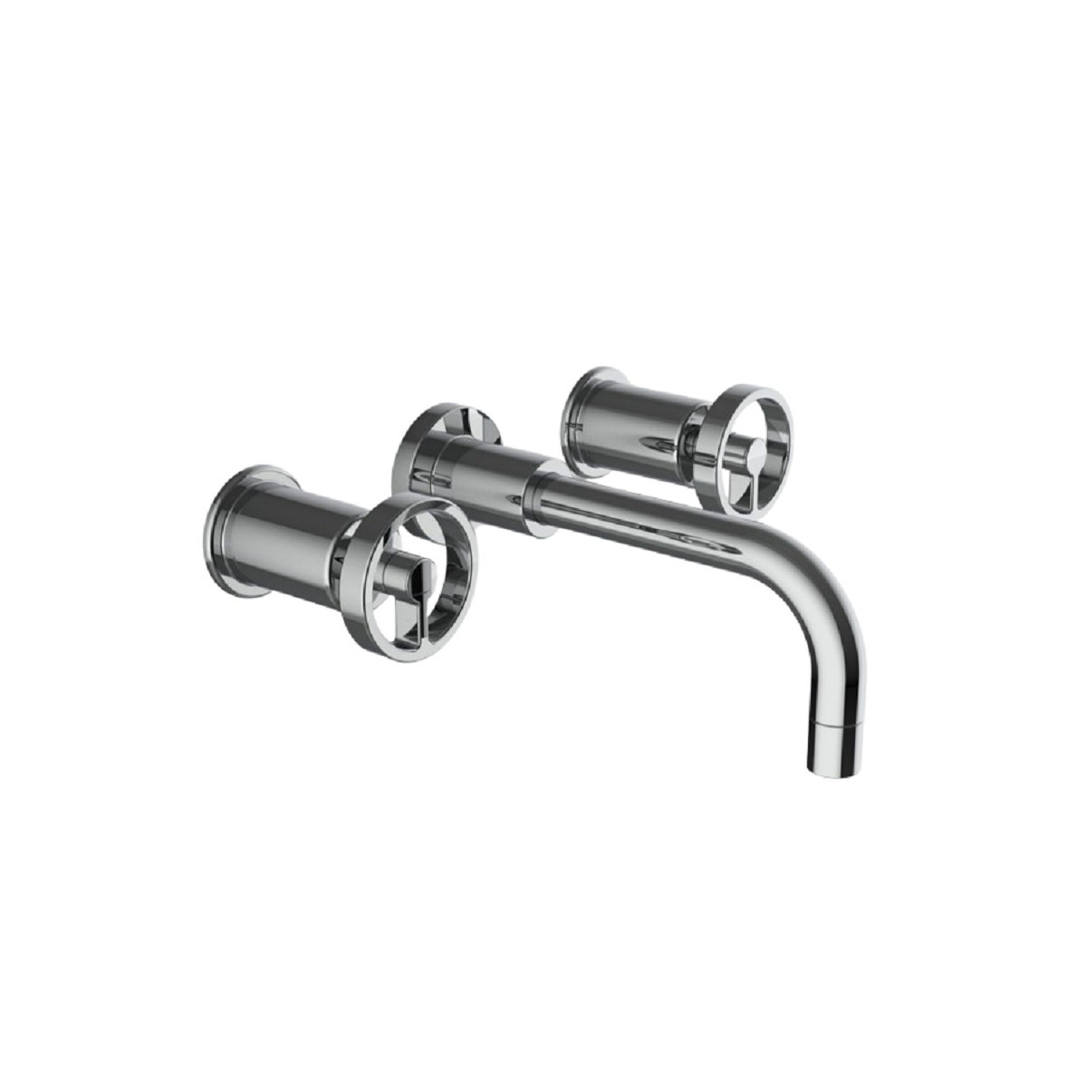Davinci GOTGOT150PC Gotham Three Hole Wall Mounted Lavatory Faucet with 90 Degree Angled Spout, Base, and Wheel Handles in Polished Chrome