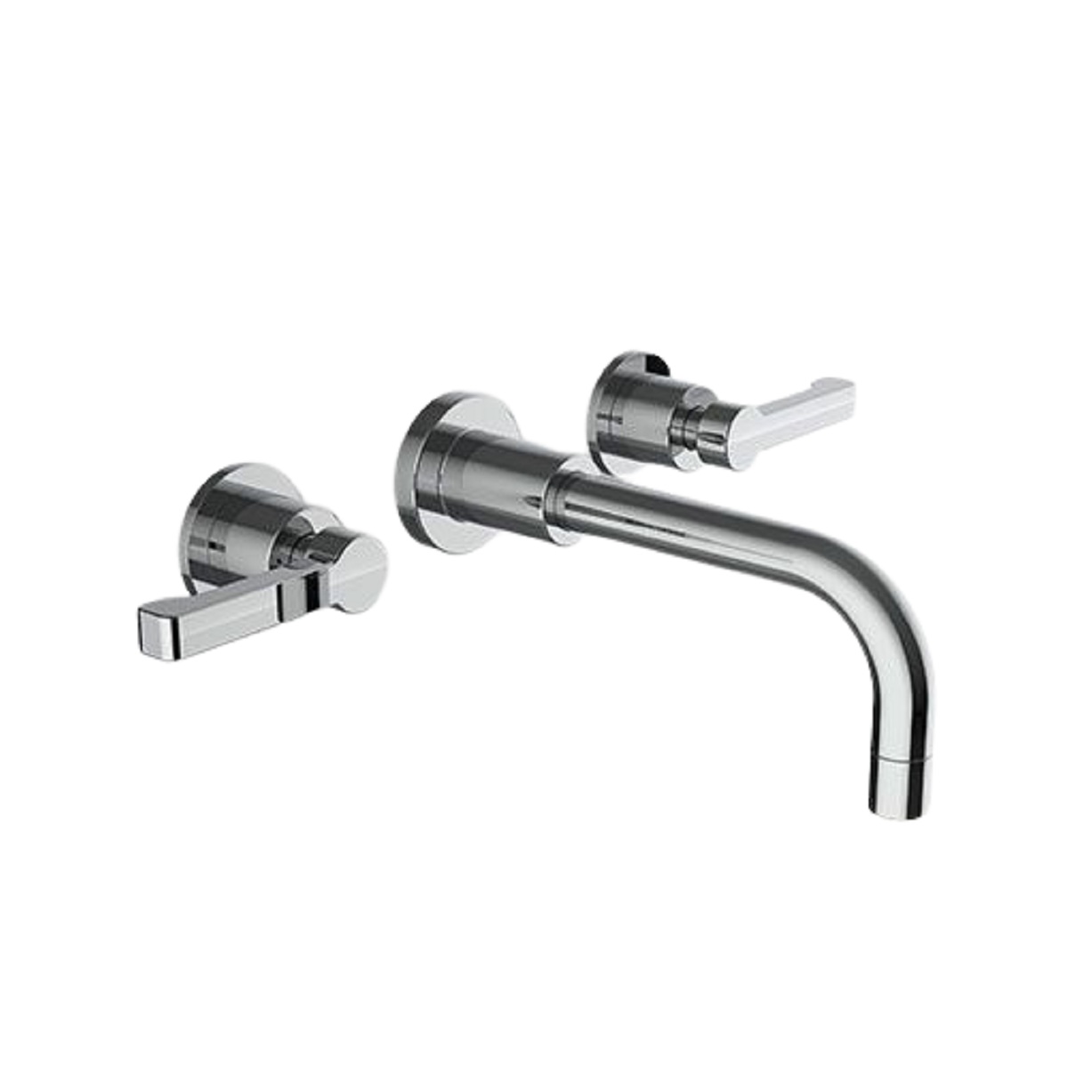 Davinci GOTH23150SPC Gotham Three Hole Wall Mounted Lavatory Faucet with 90 Degree Angled Spout, Base and Zephyr Lever Handles with Smooth Base in Polished Chrome
