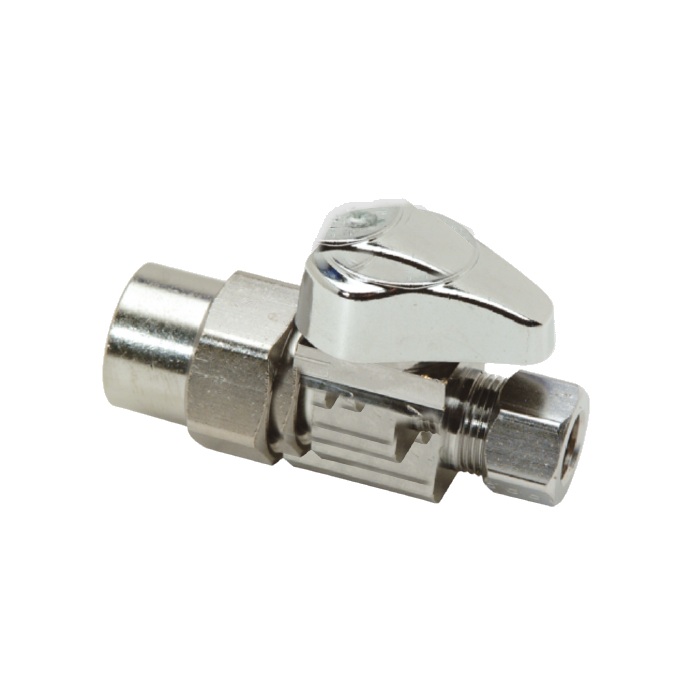 Granite GR12PC Brass Supply Straight Stop Valve, Multi Turn Handle, 1/2" NPT Female x 3/8" OD