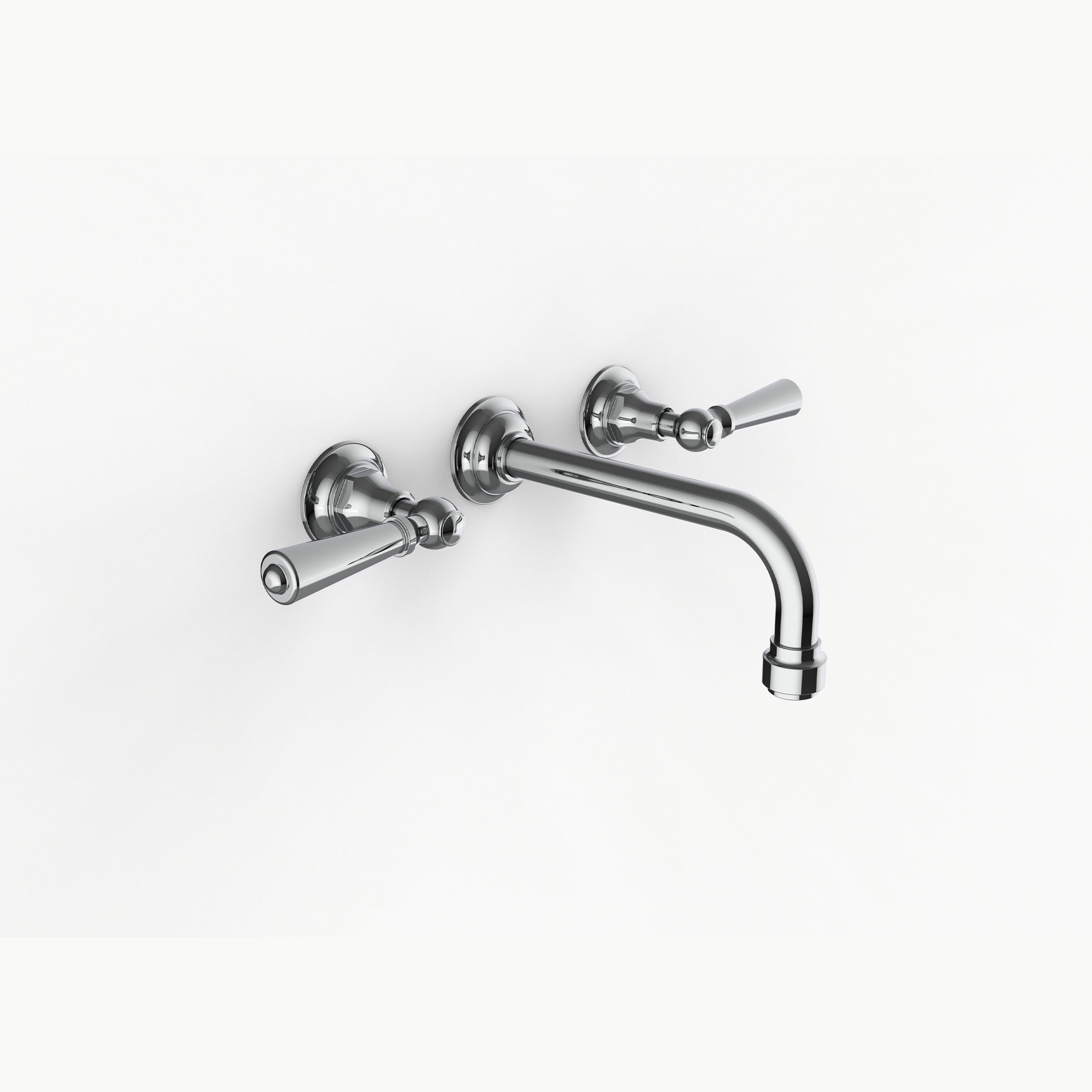 Davinci GRA-GRA-150-PC Gramercy Three Hole Wall Mounted Lavatory Faucet with Traditional Spout with Lever Handles in Polished Chrome