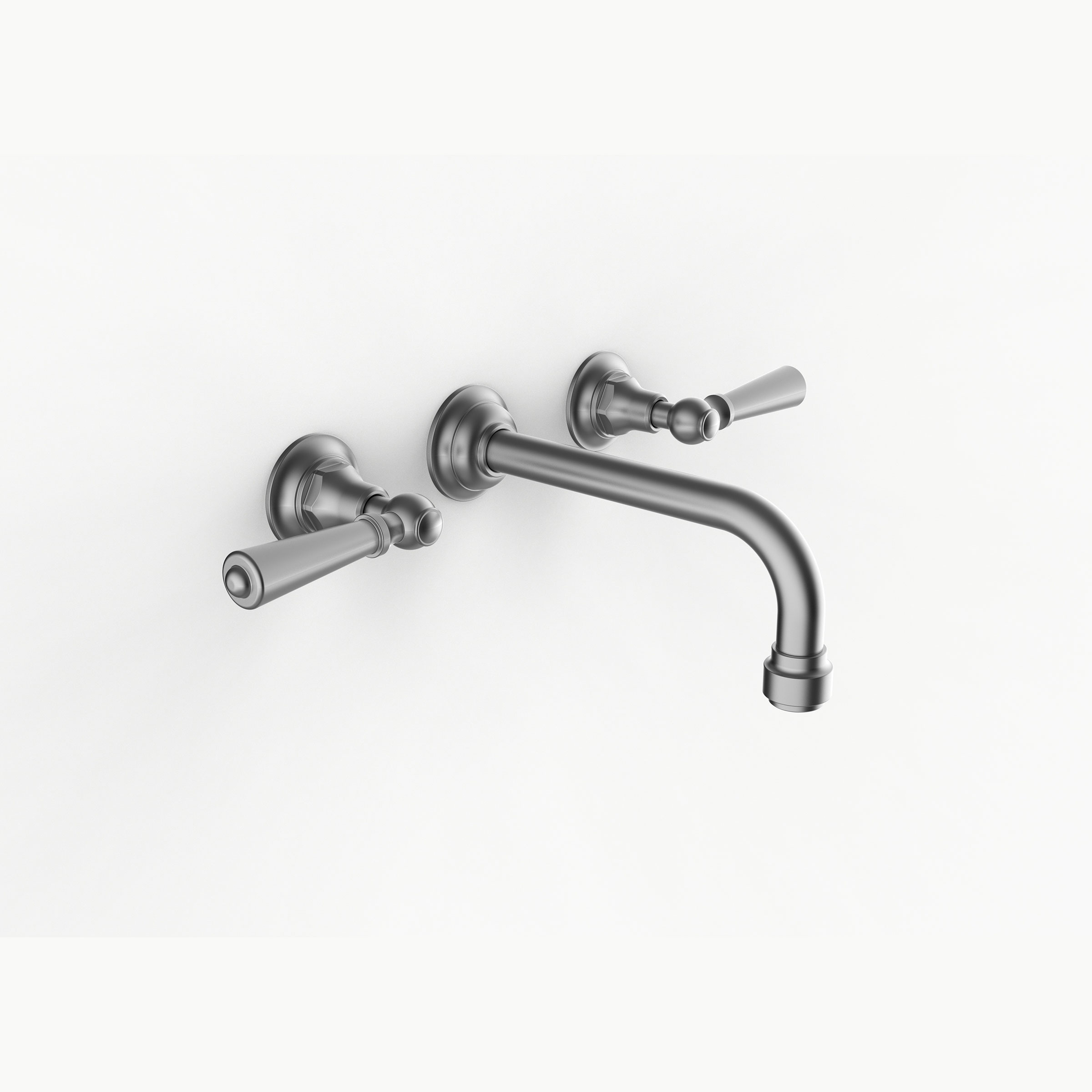 Davinci GRA-GRA-150-SN Gramercy Three Hole Wall Mounted Lavatory Faucet with Traditional Spout with Lever Handles in Satin Nickel 