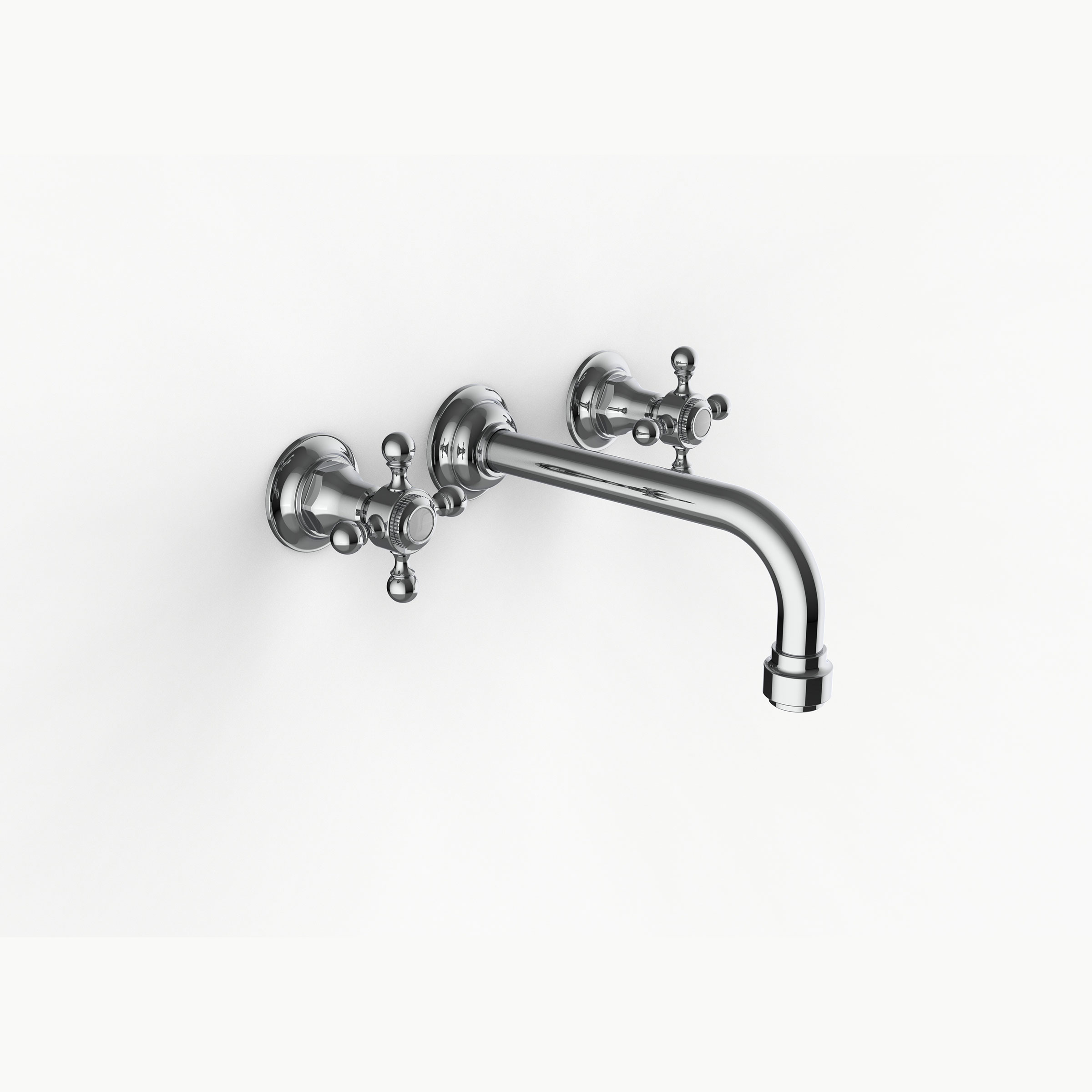 Davinci GRA-SUT-150-PC Gramercy Three Hole Wall Mounted Lavatory Faucet with Traditional Spout with Cross Handles in Polished Chrome