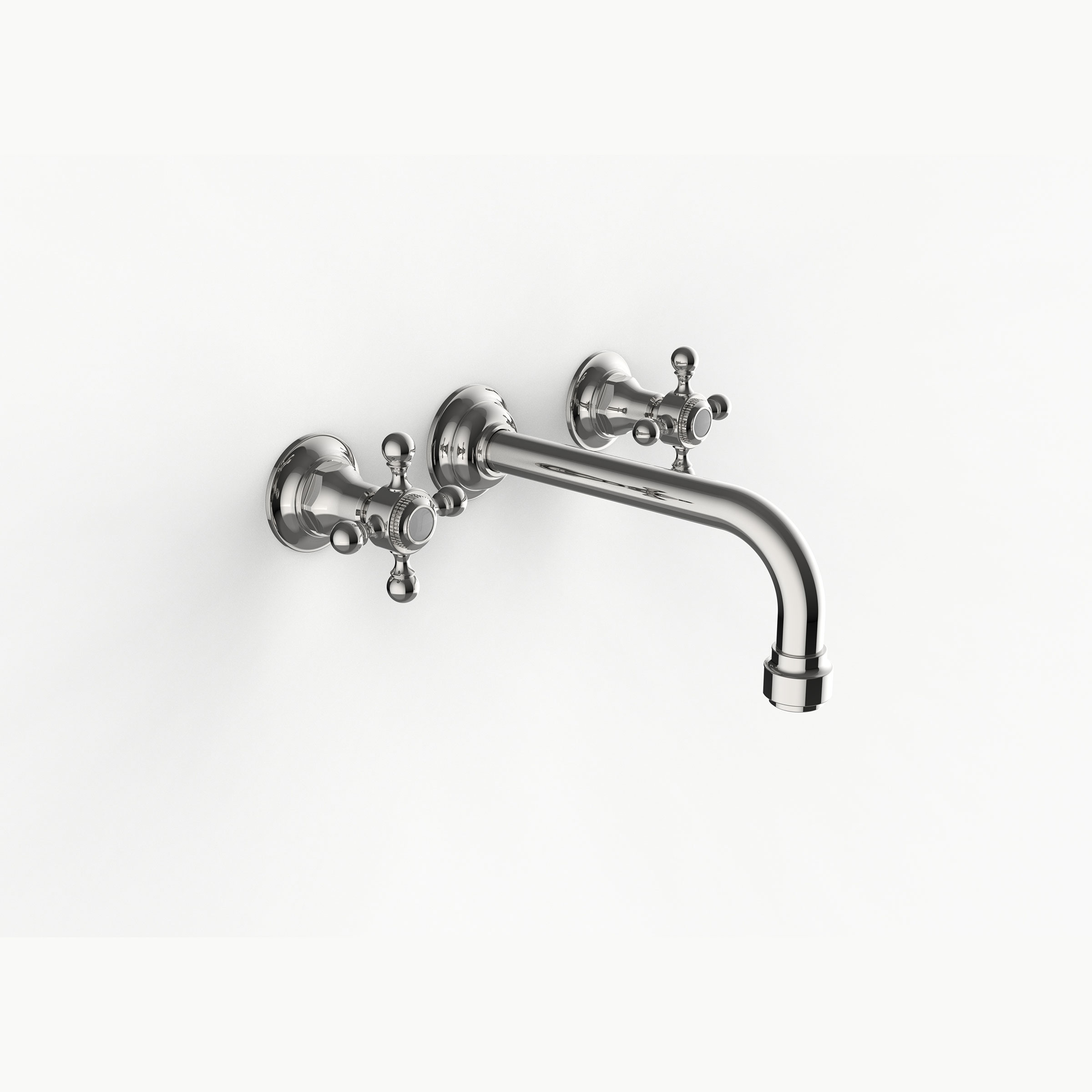 Davinci GRA-SUT-150-PN Gramercy Three Hole Wall Mounted Lavatory Faucet with Traditional Spout with Cross Handles in Polished Nickel