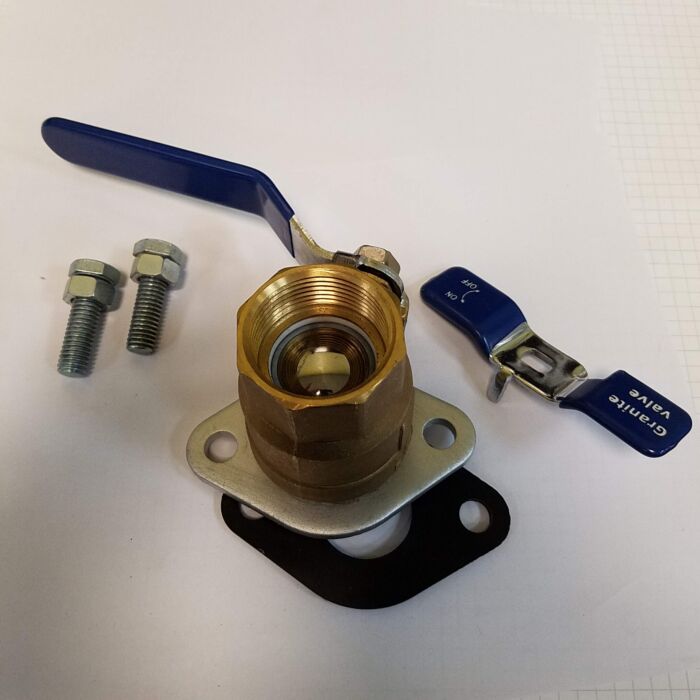 Granite GISODFLCC15 Brass Isolation Flanged Valve, Fixed Flange w/ Drain, Lever Handle, 1 1/2" Solder