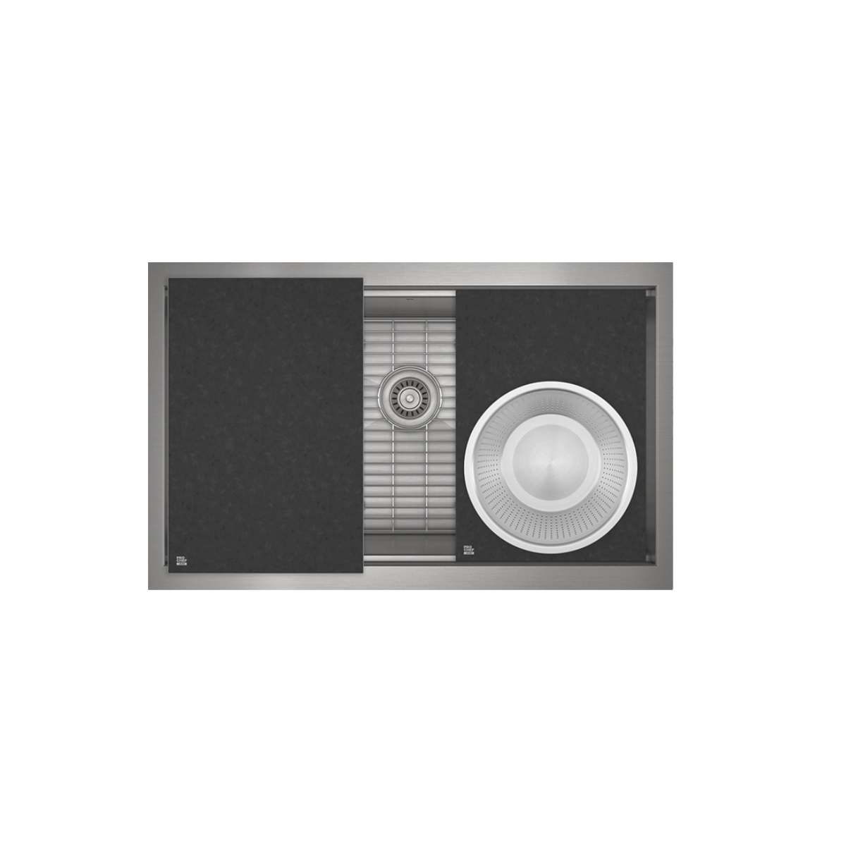 Julien IHST-US-321910-G Prostation 32" W X 19" H X 10" D Undermount Reveal Single Bowl Workstation Kitchen Sink with Accessories in Stainless Steel, Brushed 
