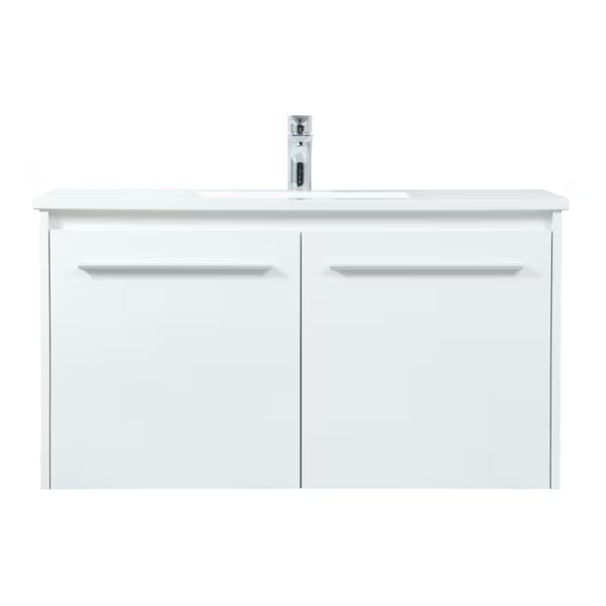 36" Wall Mount Vanity Top & Base in White with One Faucet Hole and 2 Drawer by  Emory and Bond 