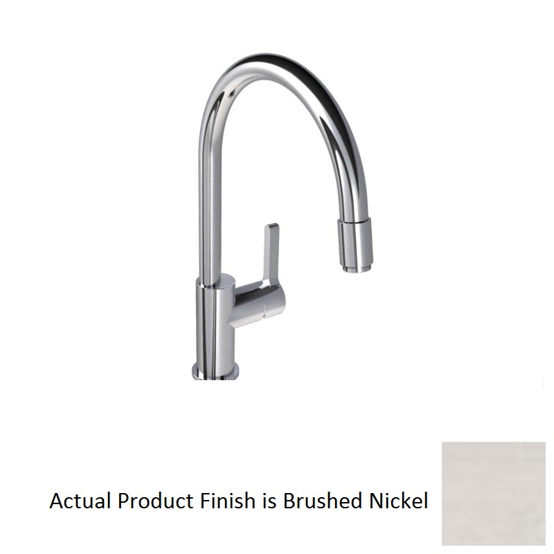 Lefroy Brooks K1-3400-BN Kafka Single Hole Deck Mounted Kitchen Mixer with Lever Handle and Pull-Out Hose in Brushed Nickel