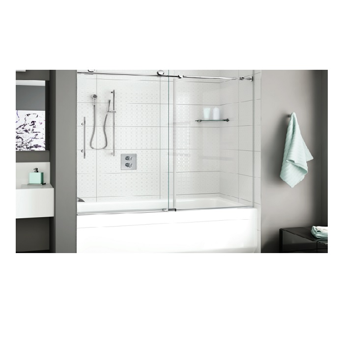 Fleurco K2057-11-40L K2 57" to 60" W X 66" H Tub Sliding Door and Fixed Panel in Polished Stainless Steel
