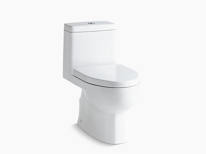 Kohler 3983-S-0 Reach One-Piece, Compact, Elongated, Dual Flush Toilet with Top-mount Actuator and Skirted Trapway in White