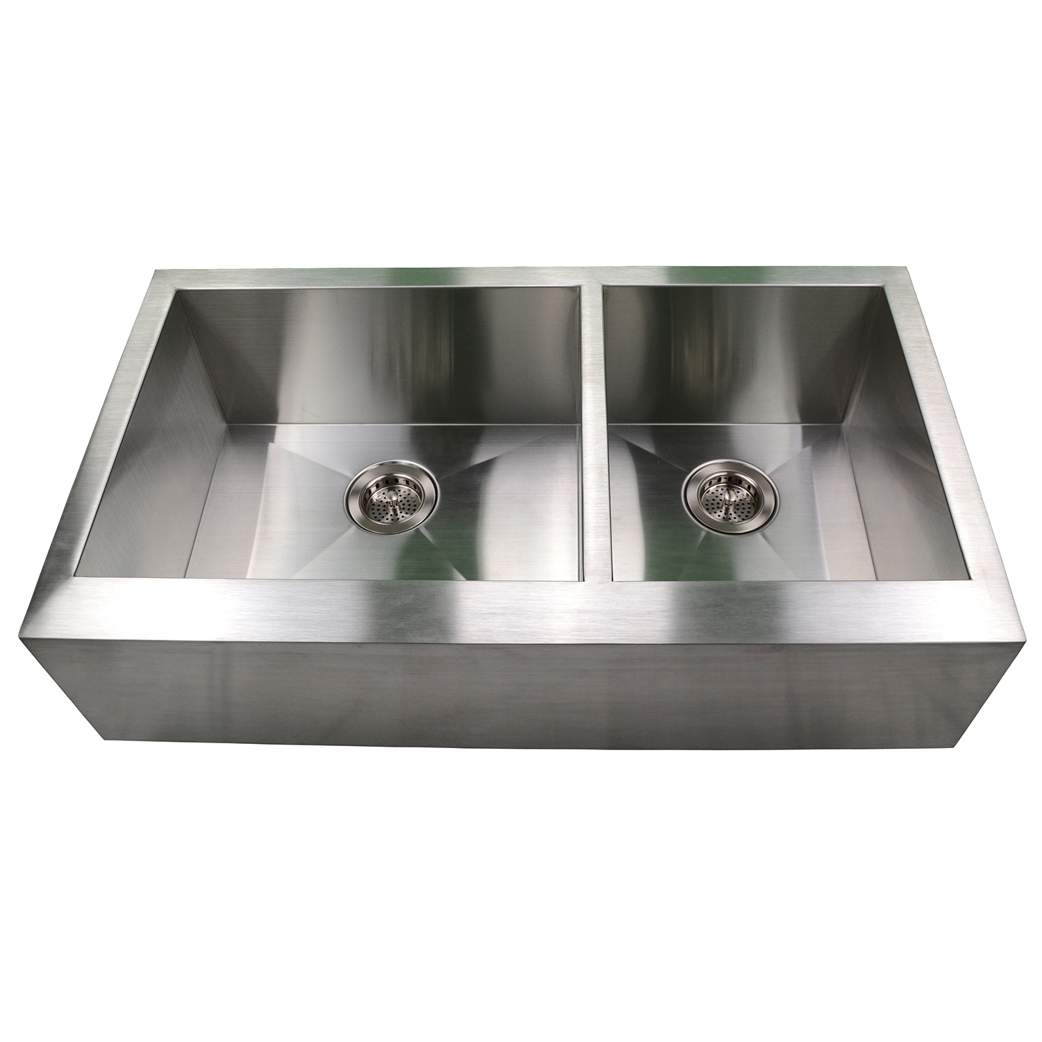 Emory and Bond KOS-362010-0-20 Tuscany Series Stainless Steel Farmhouse / Apron Front Kitchen Sink, No Holes, 2 Bowls, 35 3/4"L x 20"W