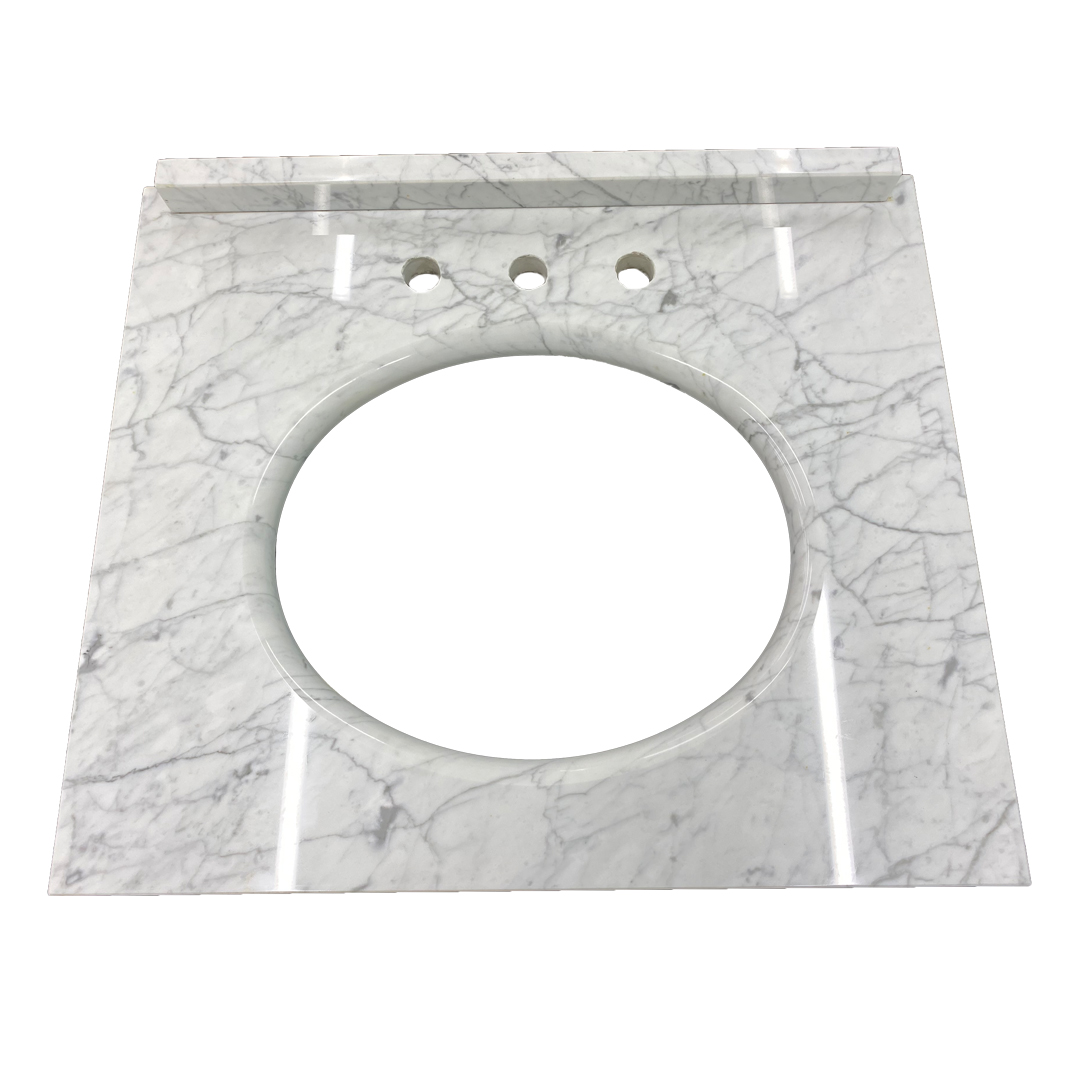 Davinci KP202M030BC 27-13/16" Length x 23-11/16" Width, 3 Holes Marble Lavatory Console Top in Matte White Laquer