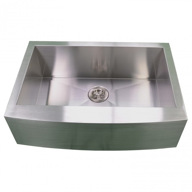Emory and Bond KSC-302110-0-20 Tuscany Series Stainless Steel Farmhouse / Apron Front Kitchen Sink, No Holes, 1 Bowl, 30"L x 21"W