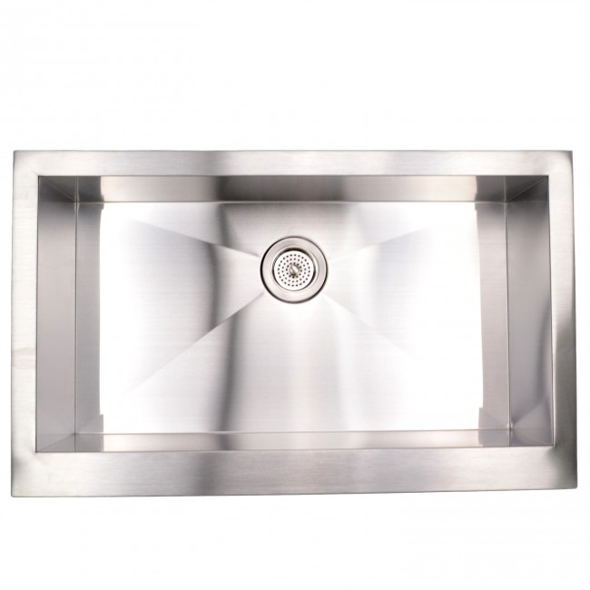 Emory and Bond KSS-332010-0-20 Tuscany Series Stainless Steel Farmhouse / Apron Front Kitchen Sink, No Holes, 1 Bowl, 33"L x 20"W