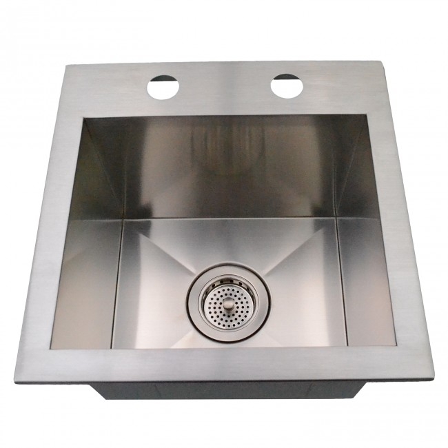 Emory and Bond KST-151510-2-20 Roma Series Stainless Steel Self Rimming / Drop In Kitchen Sink, 2 Hole, 1 Bowl, 15"L x 15"W