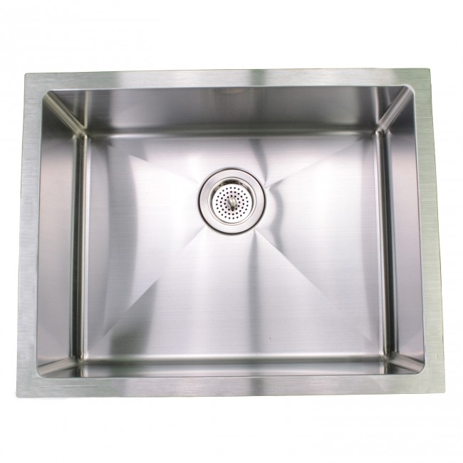 Emory and Bond KSU-231809-0-20 Venetian Series Stainless Steel Under Mount Kitchen Sink, No Holes, 1 Bowl, 23"L x 18"W