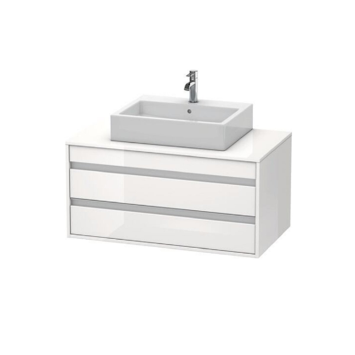 Duravit KT665001818 Ketho 23.63" L X 17.88" W X 18.88" H Two Drawer Wall Mounted Vanity Base Only in White (Vanity Top Sold Separately)