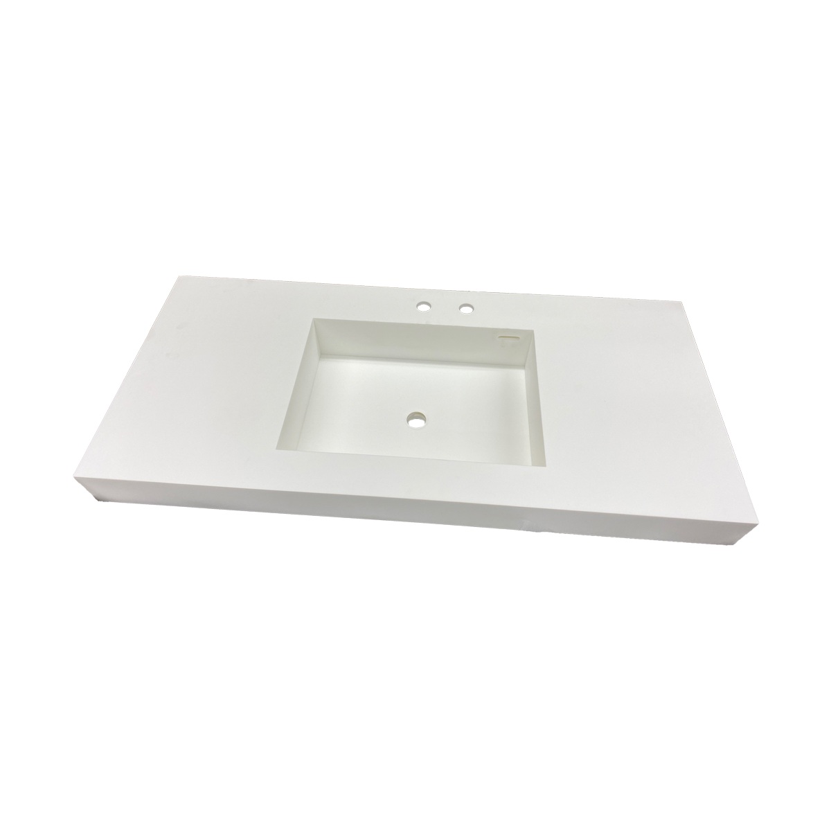 Lacava LACSPO1W48 4822-LV-2H 48" L X 22" W X 4" H Two Holes Solid Surface Vanity Top with Overflow in Matte White (Vanity Base Sold Separately)