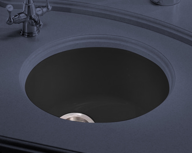 Franke LBK110GB Luna Round Undermount 17-3/4" W X 18-7/8" D Single Bowl Fireclay Sink in Gloss Black