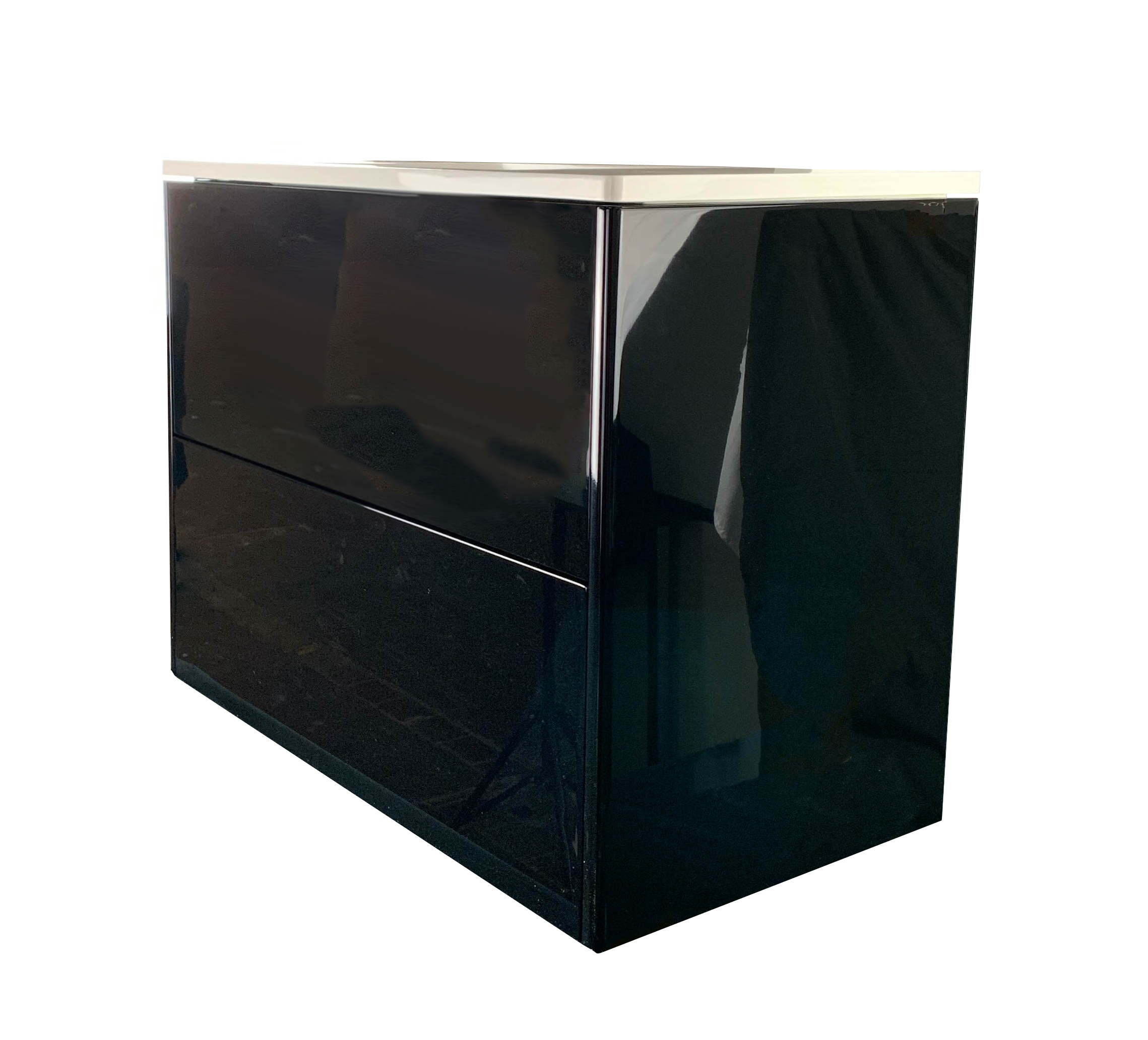 Cosmic 7211671 Cabinet with Glossy Washbasin Sink in Glossy Black Lacquered