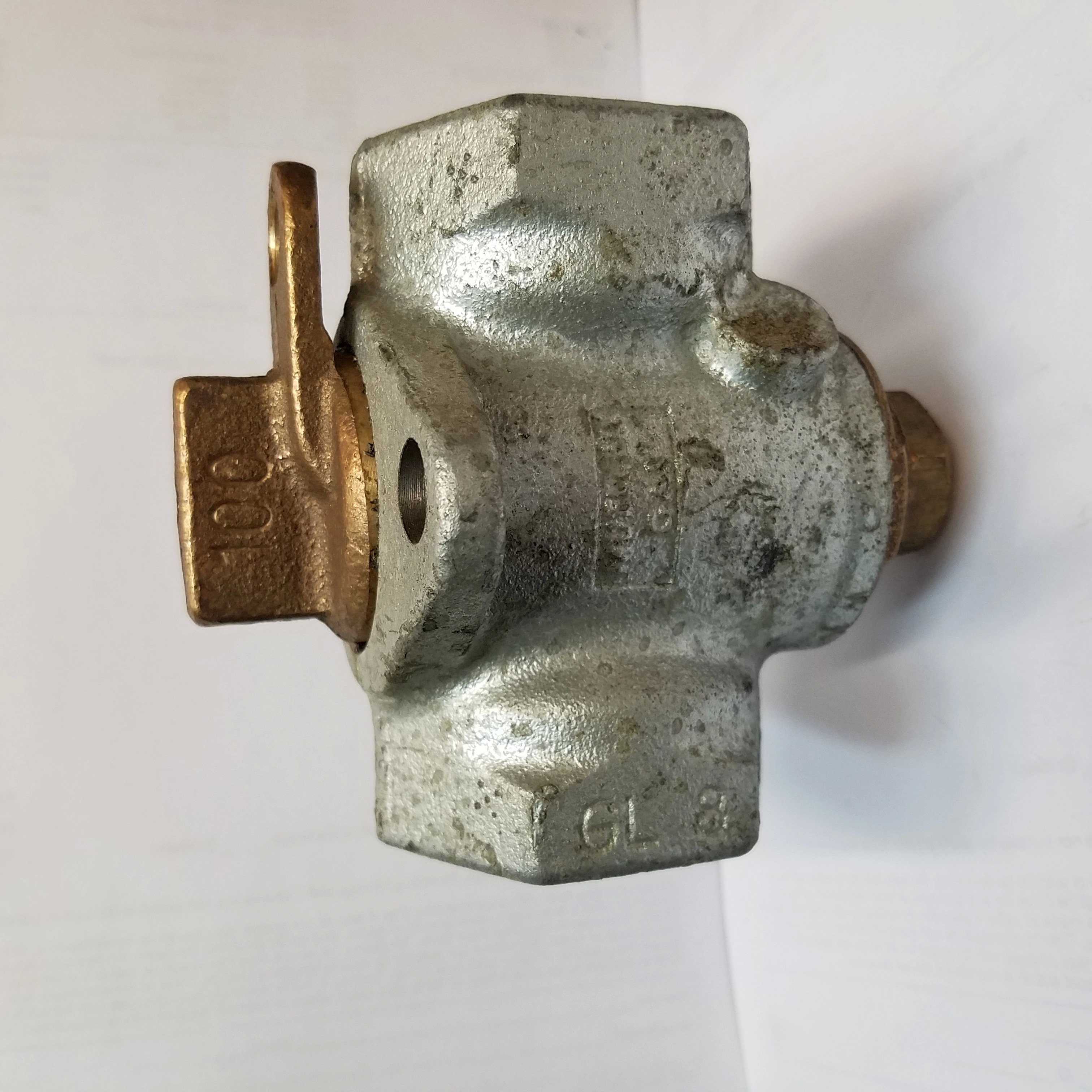 Galvanized Malleable Lock Wing Gas Cock Valve, Lock Wing Handle, 3/4" NPT Female