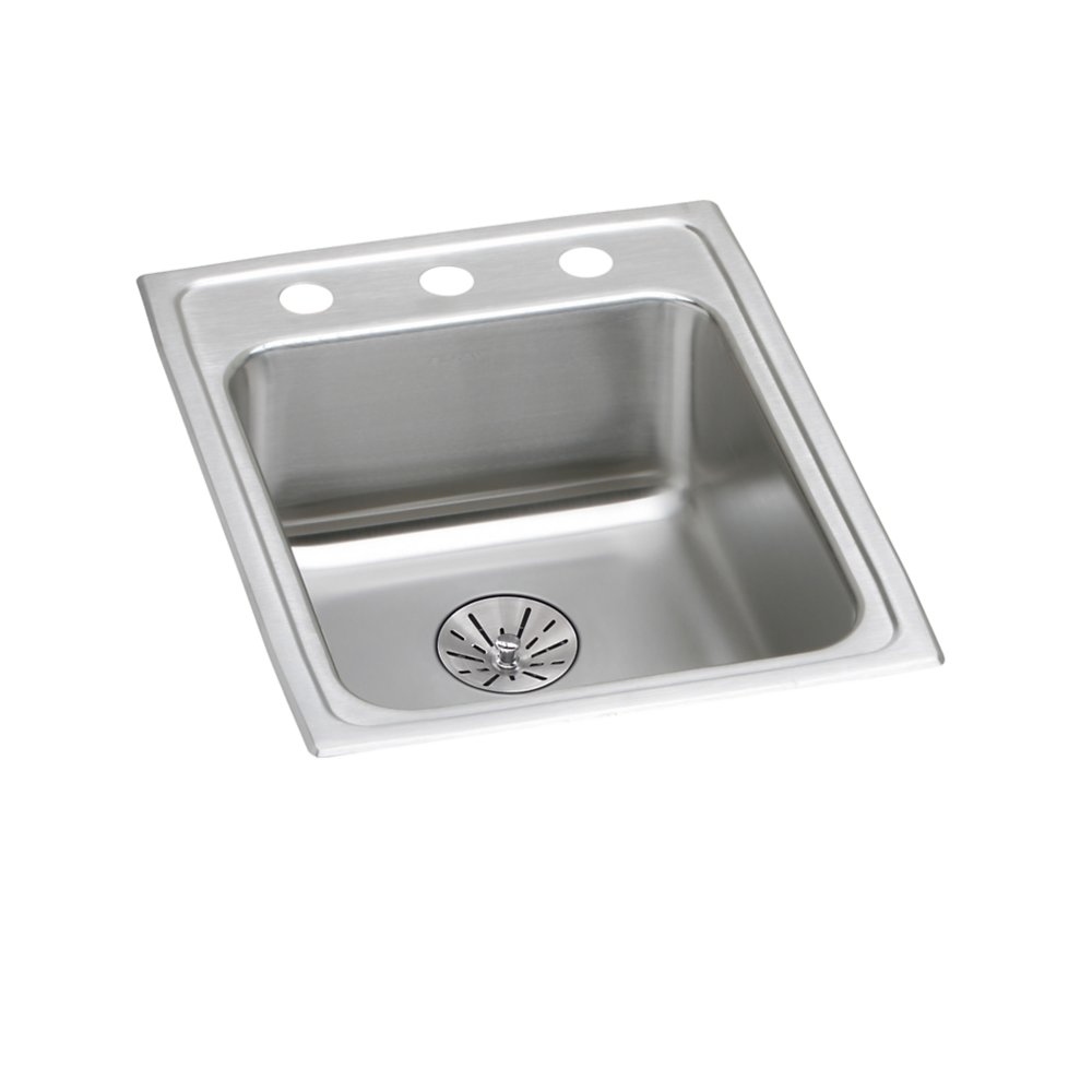 Elkay LRAD172265PD3 Lustertone Classic 17" L X 22" W X 6-1/2" H Stainless Steel 3-Hole Single Bowl Drop-in ADA Sink with Perfect Drain in Lustrous Satin