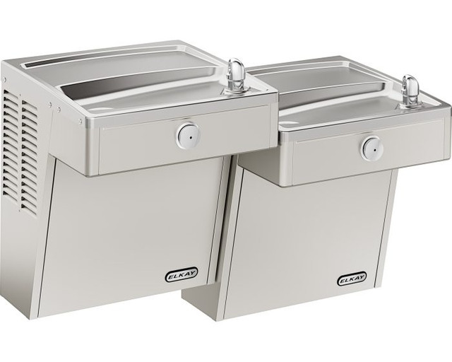 Elkay LVRCTLDDSC Drinking Fountain, Vandal-Resistant, Filtered, Bi-Level, ADA, Non-Refrigerated in Stainless Steel
