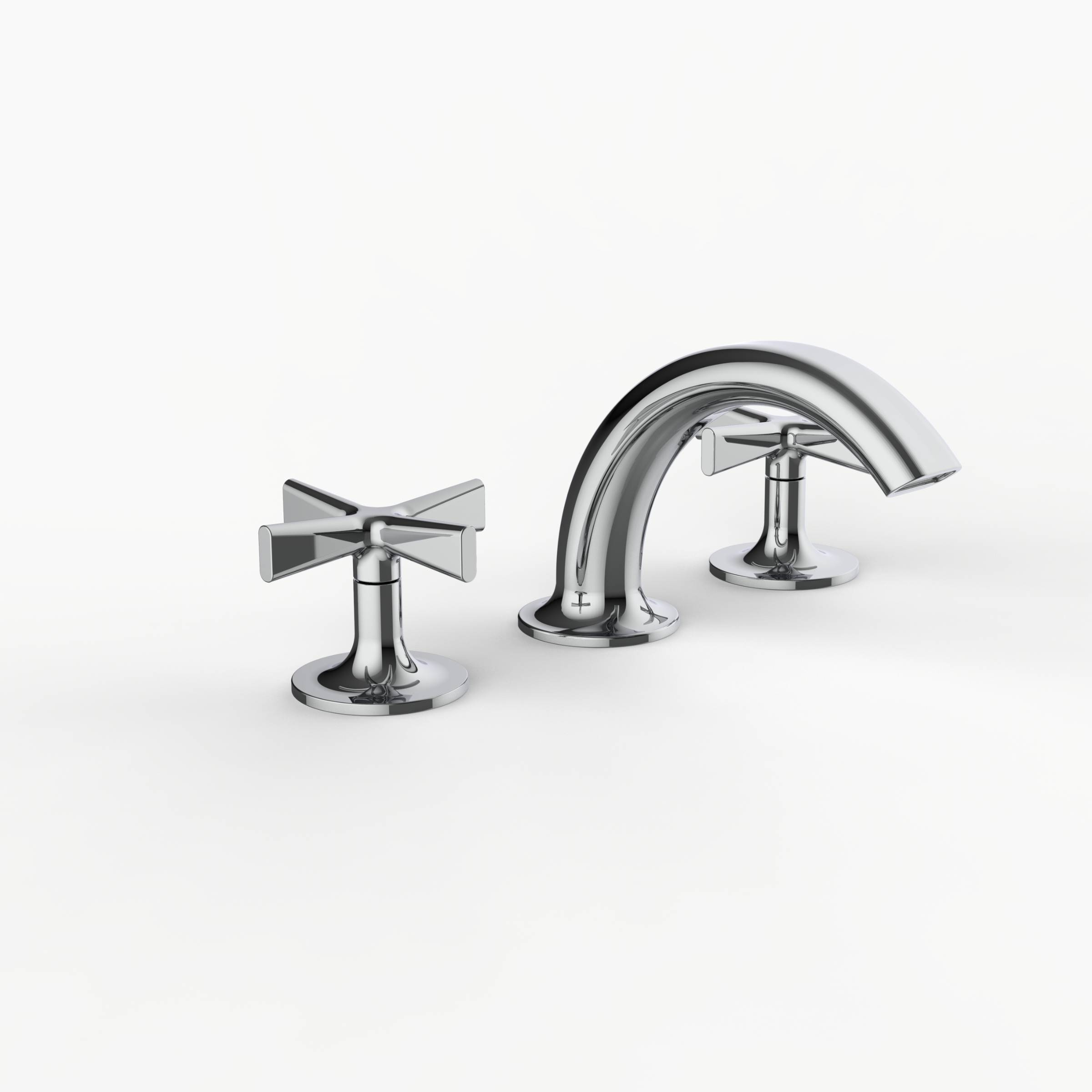 Davinci MAC-100-MP Morris Adjmi Deck Mounted Three Hole Lavatory Faucet with Soft Arc Spout and Pinch Cross Handles 
