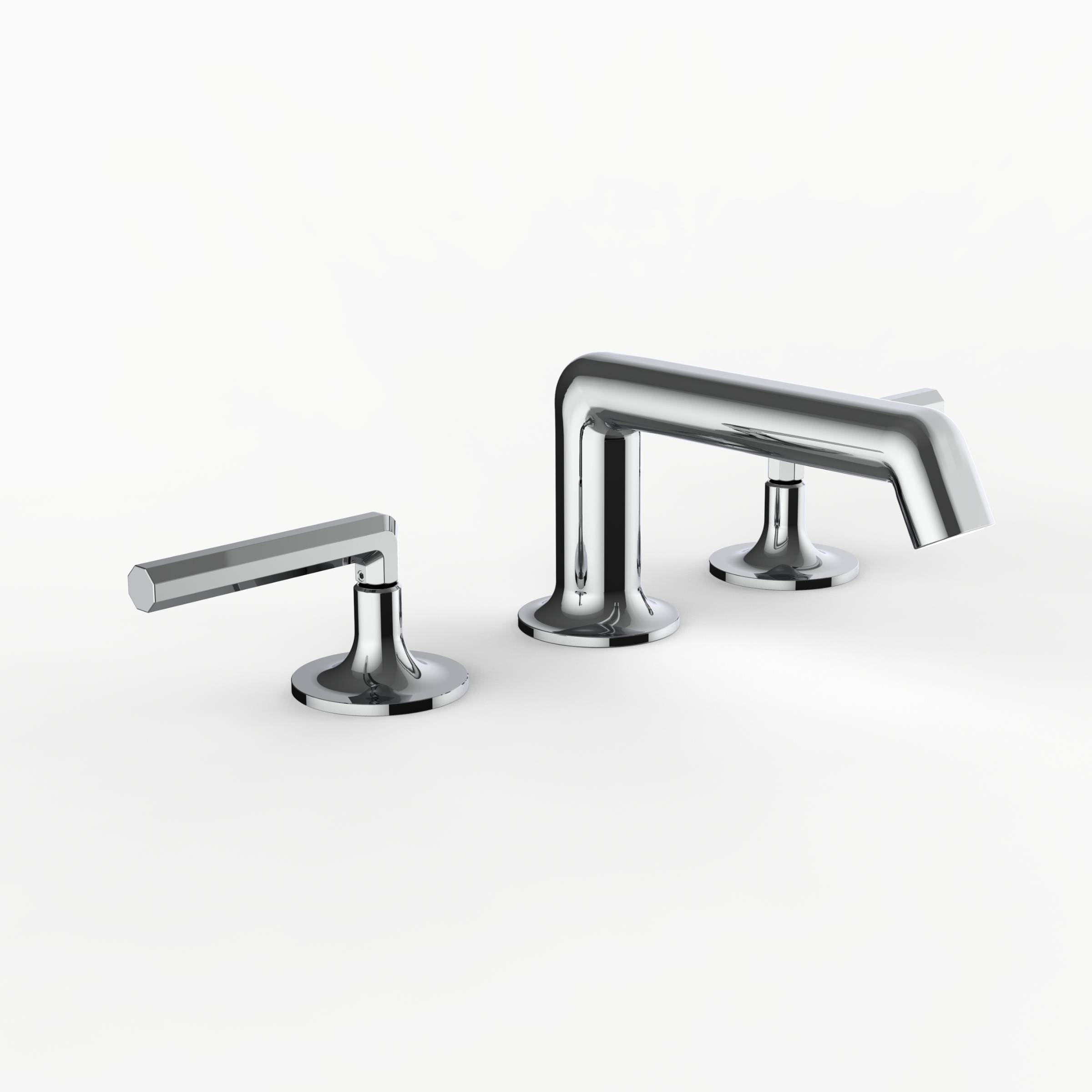 Davinci MAL-100-PC Morris Adjmi Deck Mounted Three-Hole Lavatory Faucet with 90 Degree Spout with Octagonal Lever Handles in Polished Chrome