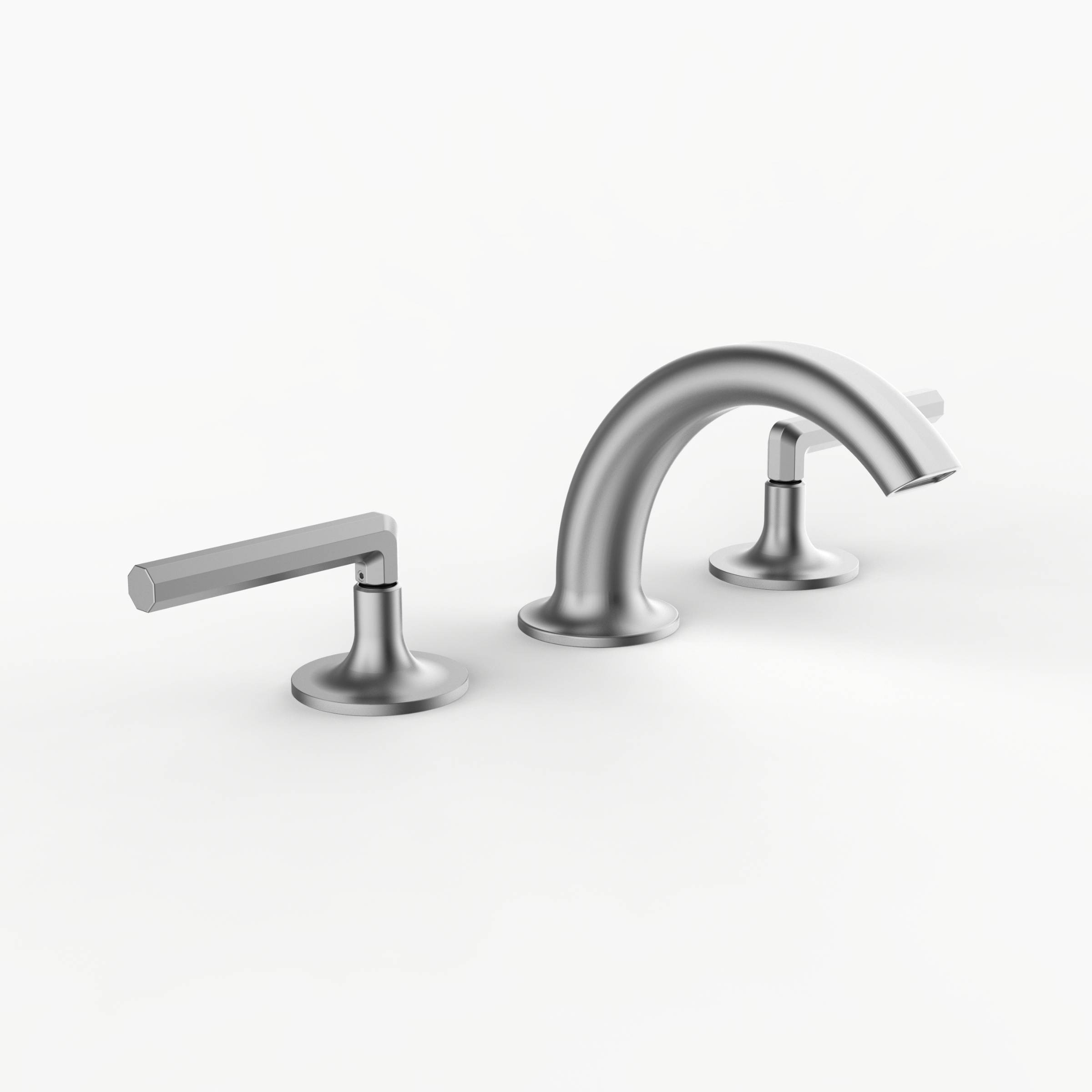 Davinci MAPL-100-MP Morris Adjmi Deck mounted, Three-Hole Lavatory Faucet with Soft Arc Spout with Octagonal Lever Handles PC - Polished Crome
