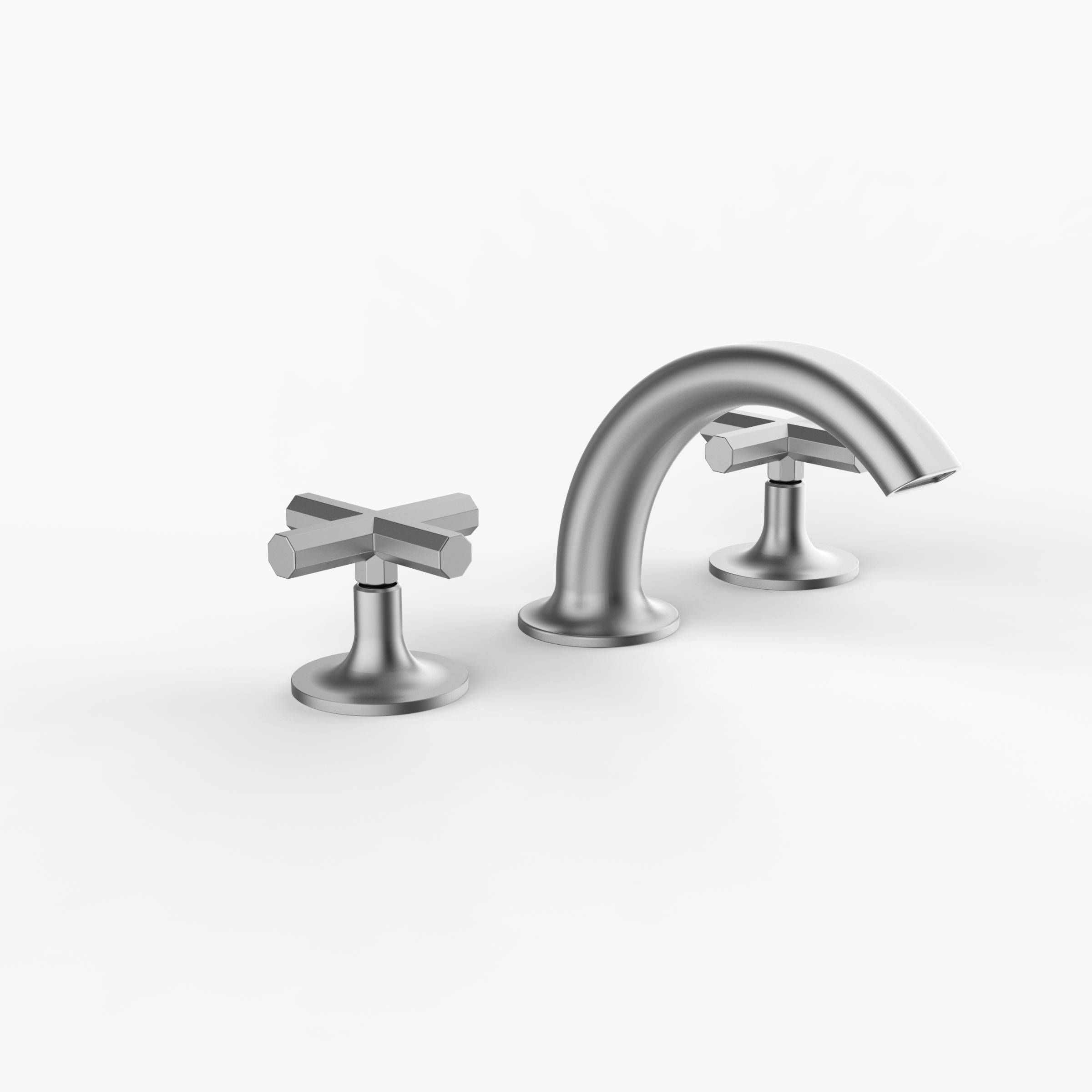 Davinci MAPX-100-MP Morris Adjmi Deck mounted, Three-Hole Lavatory Faucet with Soft Arc Spout with Octagonal Cross Handles PC - Polished Crome