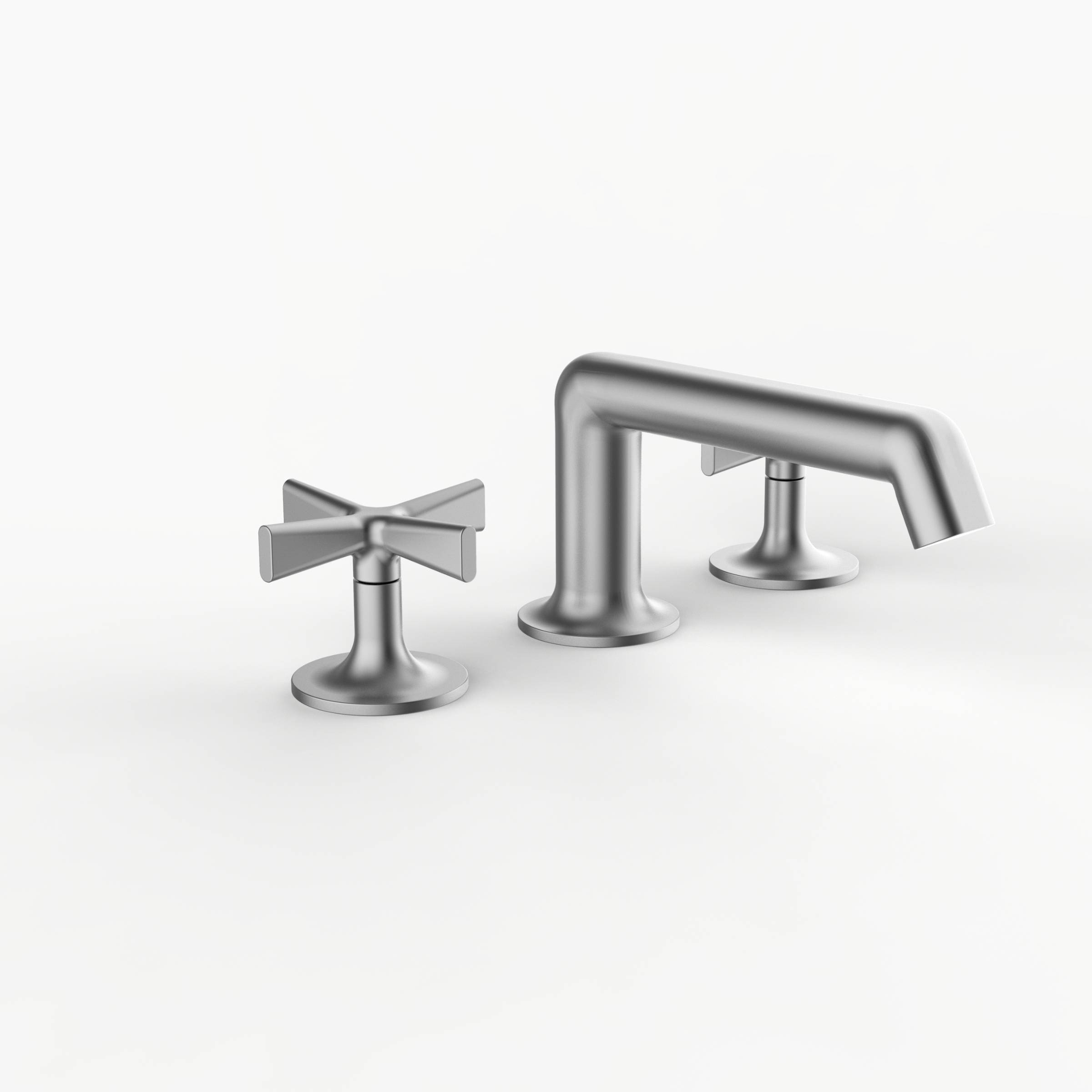 Davinci MATC-100-MP Morris Adjmi Deck mounted, Three-Hole Lavatory Faucet with 90 Degree Spout with Pinch Cross Handles PC - Polished Crome
