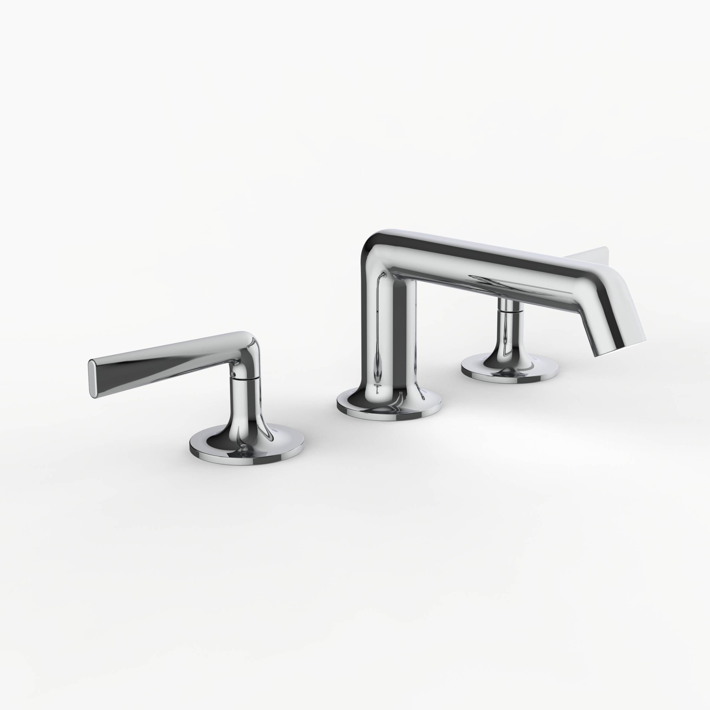 Davinci MATP-100-PC Morris Adjmi Deck Mounted Three-Hole Lavatory Faucet with 90 Degree Spout with Pinch Lever Handles in Polished Chrome