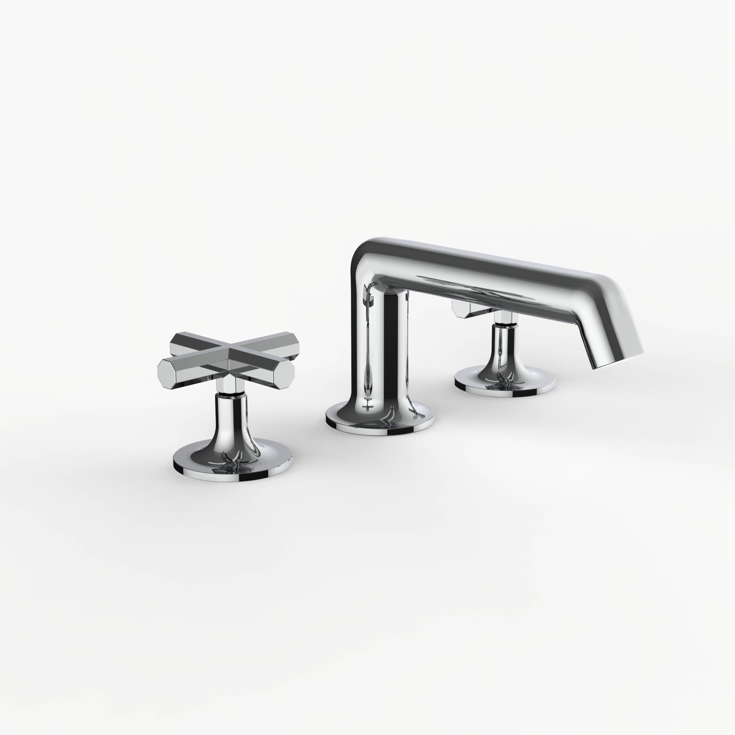 Davinci MAX-100-PC Morris Adjmi Deck Mounted Three-Hole Lavatory Faucet with 90 Degree Spout with Octagonal Cross Handles in Polished Chrome