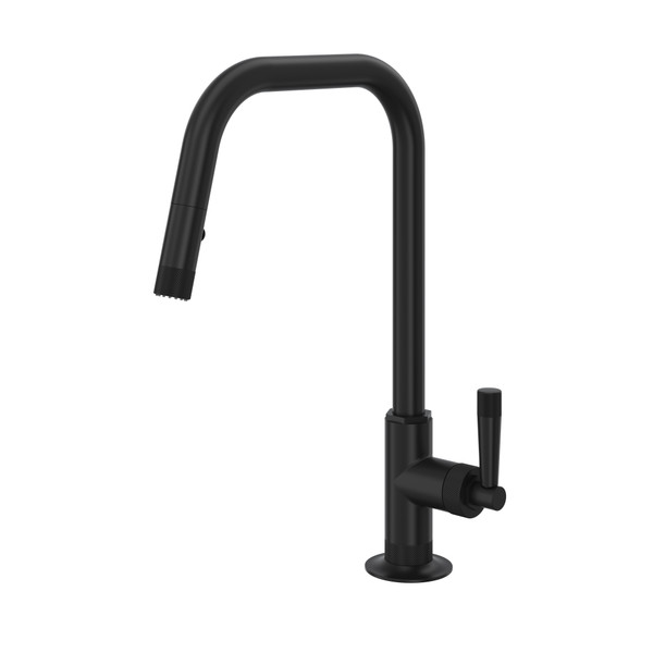 Rohl MB7956LMMB Graceline® 1.8 GPM Deck Mounted Pull-Down Kitchen Faucet with U-Spout in Matte Black