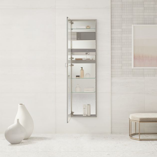 Robern MC1670D4FPR M Series Cabinet, 16" L X 70" H X 4" D, Full Length, Polished Edge, Right Hinge, Non-Electric