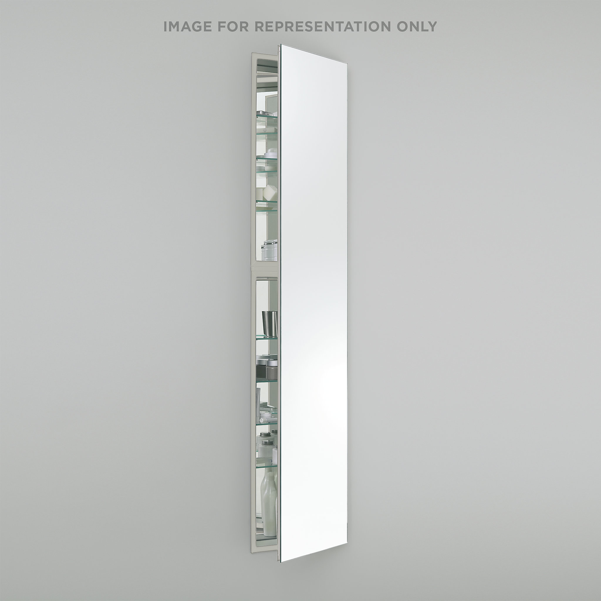 Robern MC2070D8FPR M Series Cabinet, 20" W X 70" H X 8" D, Full Length, Polished Edge, Right Hinge, Non-Electric