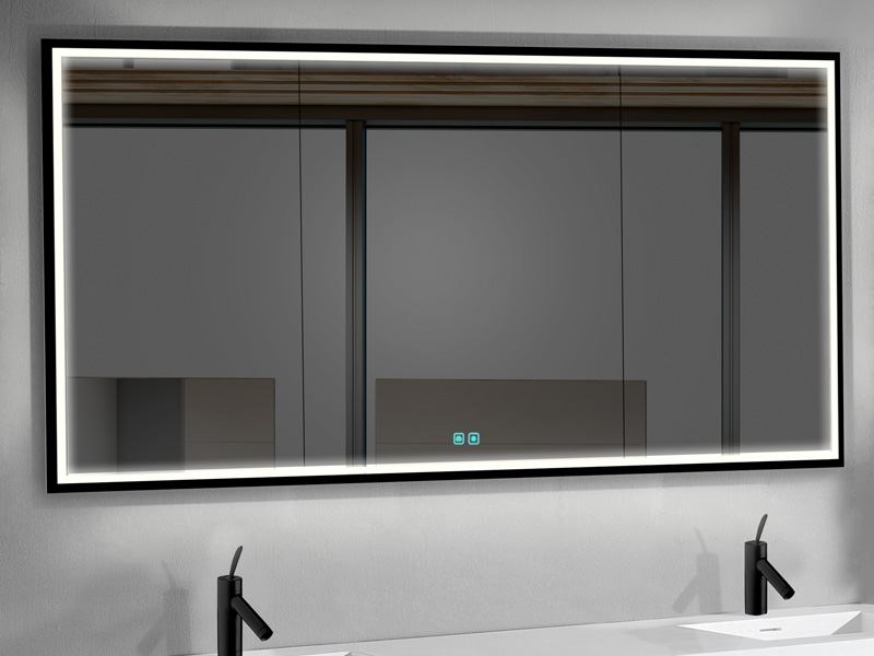 Madeli MC-IL3636L-RM-04-L24-MB Illusion 36" Width Reccessed Mounted Lighted Mirror Cabinet with 24" Left and 12" Right Hand Hinged in Matte Black