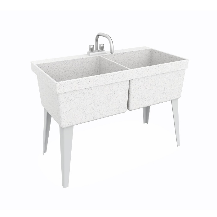 Swan MF20000FM.001 MF-2F Veritek 24" D X 46" W X 34" H Floor Mount Double Bowl Laundry Tub in White