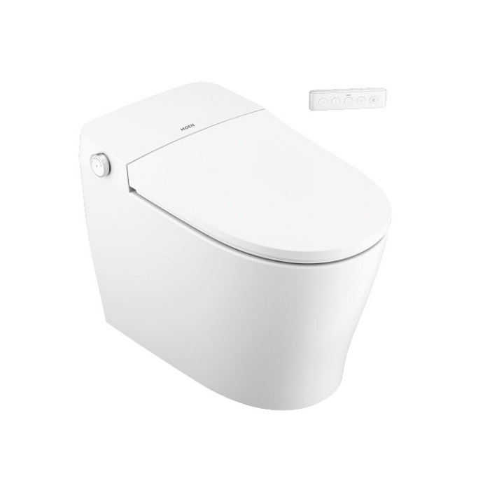 Moen ET1300 3-Series 1 GPF One Piece Elongated Chair Height Toilet with Auto/Remote Flush with Bidet Seat in White