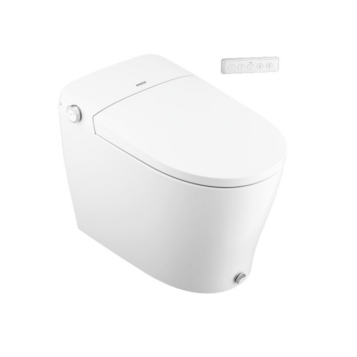 Moen ET2200 5-Series 1 GPF One Piece Elongated Chair Height Toilet with Auto/Remote Flush with Bidet Seat in White