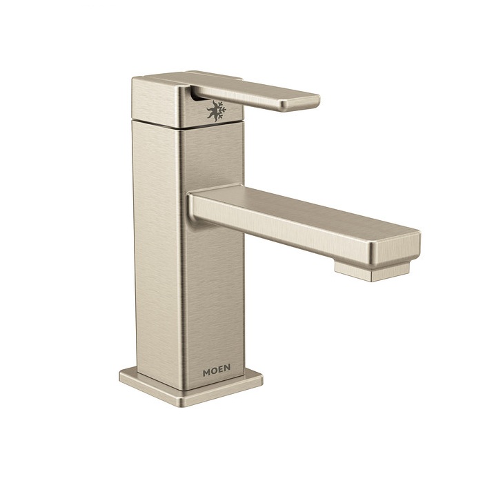 Moen S6710BN 90 Degree One-Handle Low Arc Bathroom Faucet in Brushed Nickel 