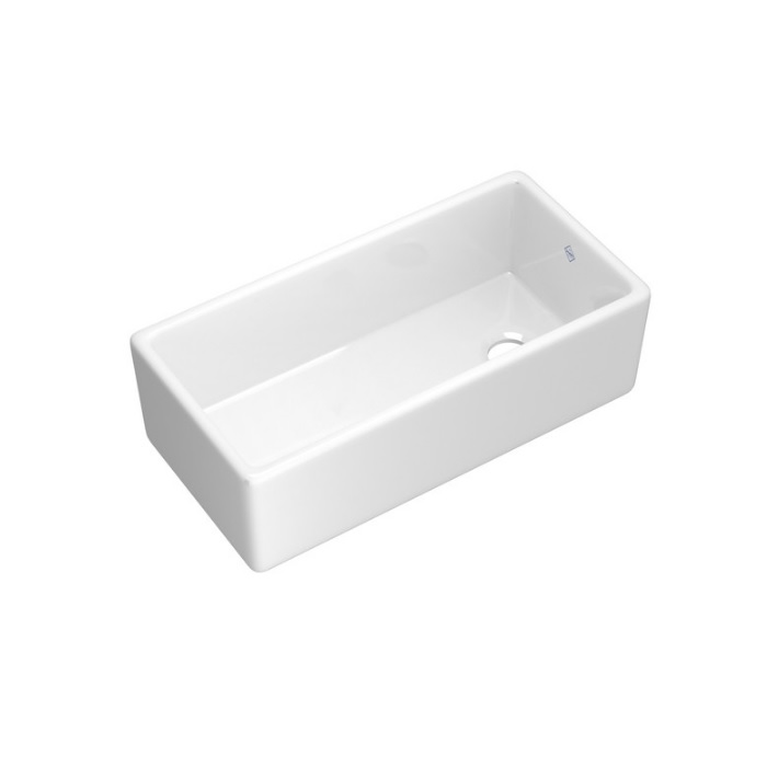 Rohl MS3618WH Shaws 18" L X 36" W X 10.75" H Shaker Single Bowl Apron Front Fireclay Kitchen Sink in White
