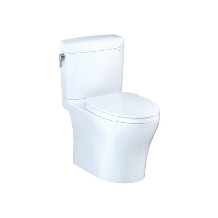 Toto MS436124CEMFGN#01 Aquia IV® Cube Two-Piece Elongated Dual Flush 1.28 and 0.9 GPF Universal Height Toilet with CEFIONTECT®, WASHLET®+ Ready in Cotton White