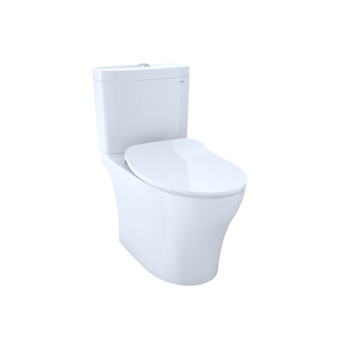 Toto MS446234CEMFGN#01 Aquia® IV Two-Piece Elongated Dual Flush 1.28 and 0.9 GPF Toilet with CEFIONTECT® and SoftClose® Seat, WASHLET®+ Ready in Cotton White