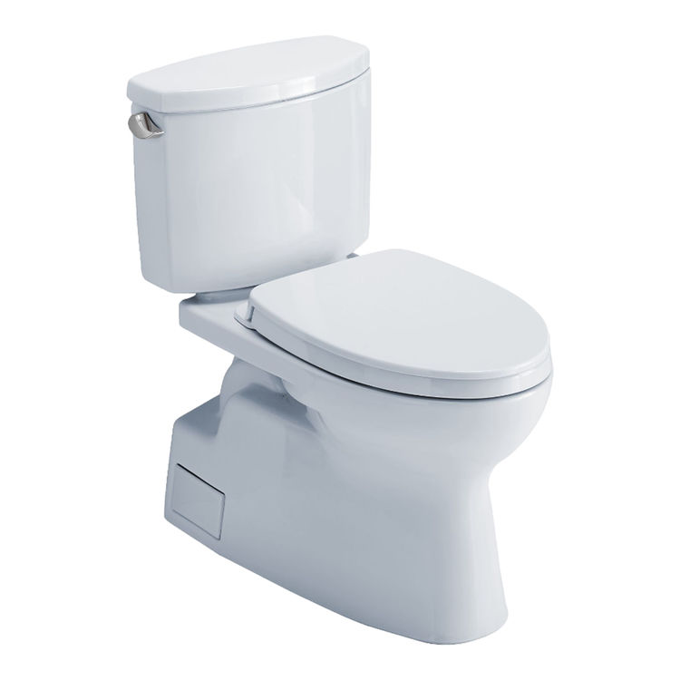 Toto MS474124CEFG#01 Vespin® II Two-Piece Elongated 1.28 GPF Universal Height Toilet with CEFIONTECT and SS124 SoftClose Seat, WASHLET+ Ready, Cotton White