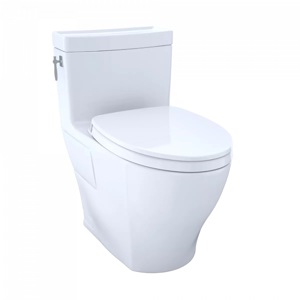 Toto MS626124CEFG#01 Aimes WASHLET+ One-Piece Elongated 1.28 GPF Universal Height Skirted Toilet with CEFIONTECT in Cotton White