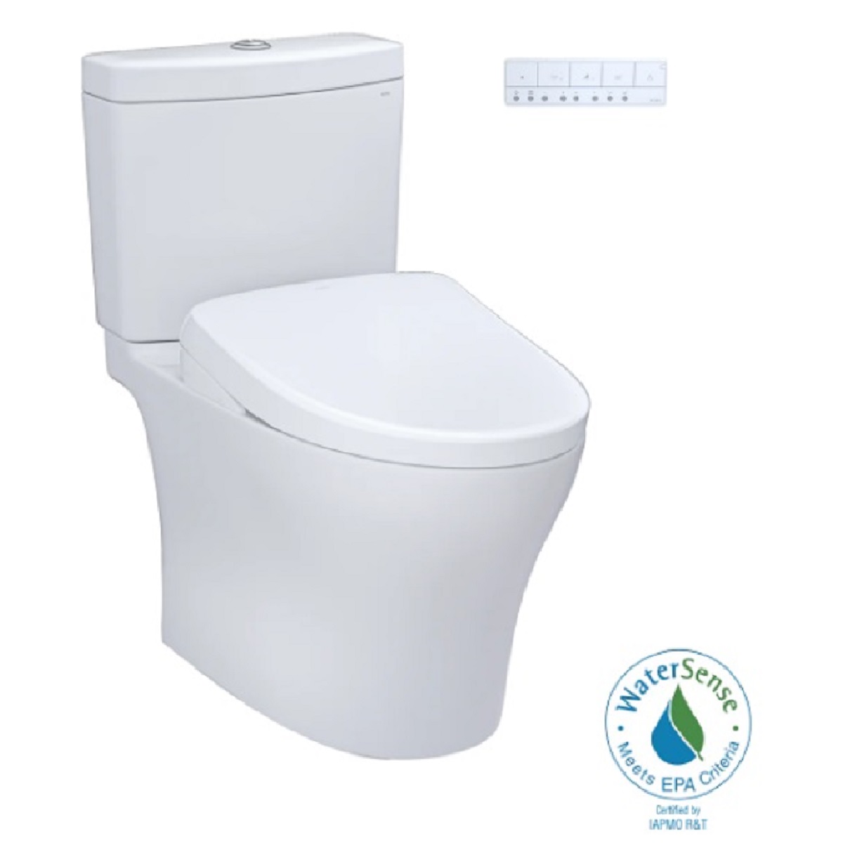 Toto MW4464726CEMFGN#01 Aquia® IV Elongated Washlet+ S7 0.9/1.28 GPF Dual Flush Two-Piece Toilet with EWATER+ Contemporary Bidet Seat in Cotton White