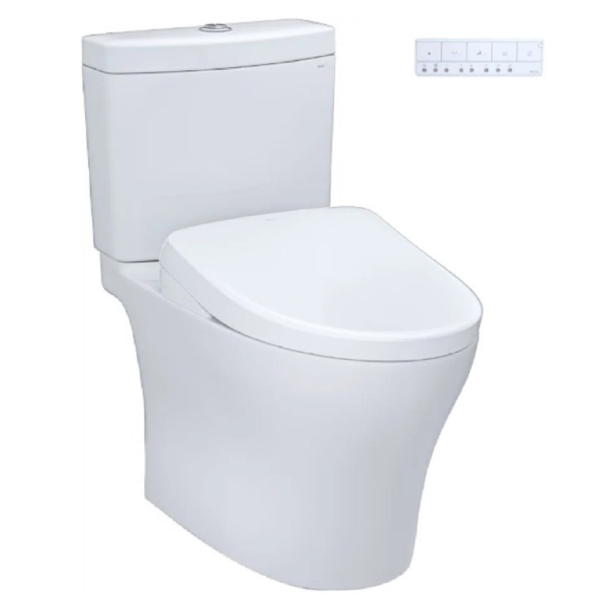Toto MW4464726CEMGN#01 Aquia® IV Elongated Washlet®+ S7 0.9/1.28 GPF Dual Flush Two-Piece Toilet with EWATER+ Contemporary Bidet Seat in Cotton White