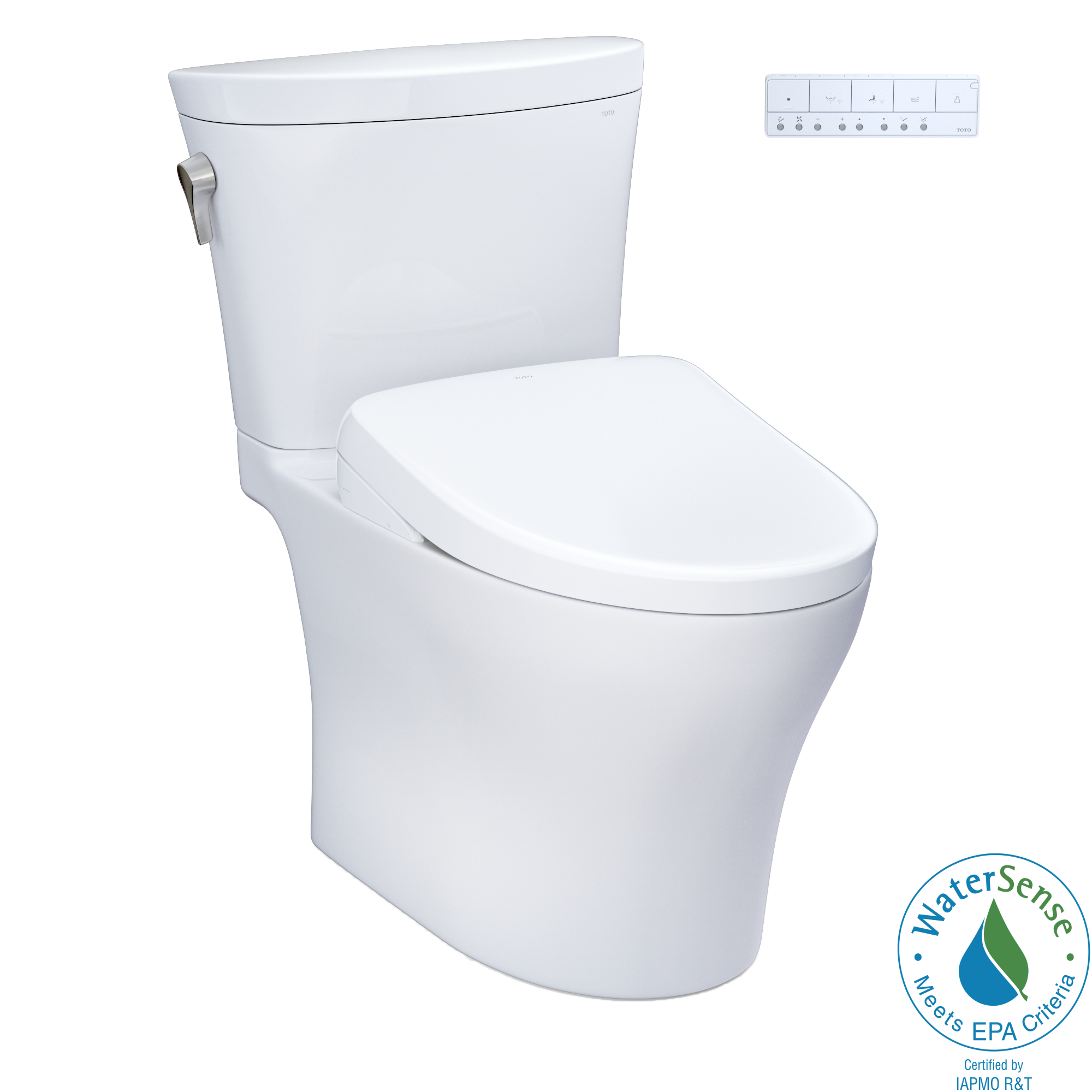 Toto MW4484736CEMFGN#01 Aquia IV Arc® Elongated Washlet®+ S7A 0.9/1.28 GPF Dual Flush Two-Piece Toilet with EWATER+ Contemporary Bidet Seat in Cotton White